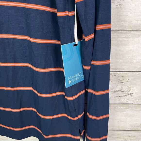 Market & Spruce Ling Sleeve Striped Turtleneck Size Large - Picture 3 of 4
